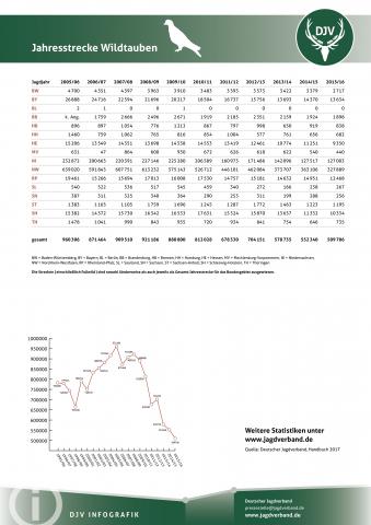 Wildtaube: Jagdstatistik 2005-2016