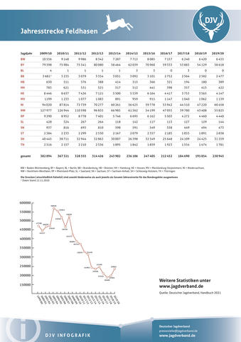 Feldhase: Jagdstatistik 2009-2020