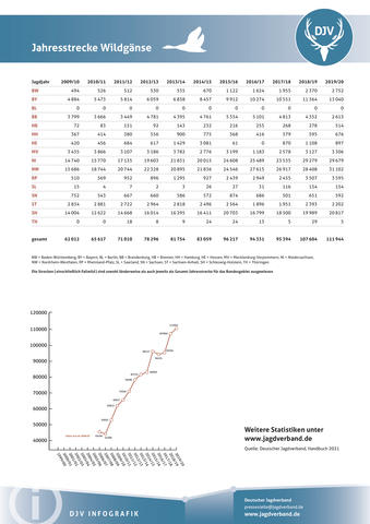 Wildgans: Jagdstatistik 2009-2020