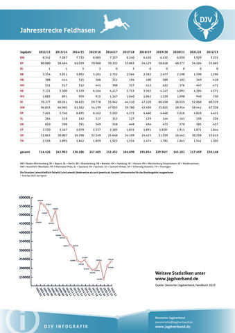 Feldhase: Jagdstatistik 2012-2023