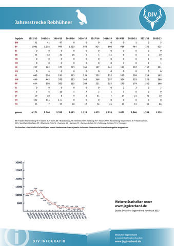 Rebhuhn: Jagdstatistik 2012-2023