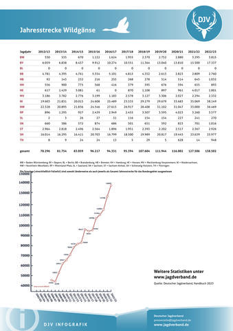 Wildgans: Jagdstatistik 2012-2023