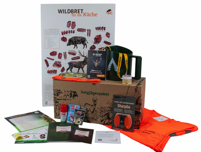 Das Junjägerpaket enthält hochwertige Begleiter für den Jagdalltag. Inhalt kann geringfügig variieren.