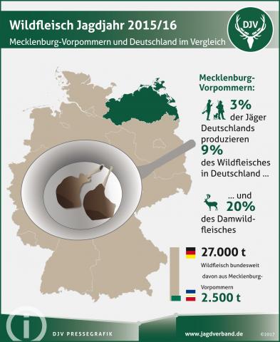 Wildfleisch Jagdjahr 2015/16: Mecklenburg-Vorpommern und Deutschland im Vergleich