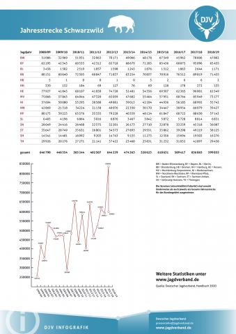 Schwarzwild: Jagdstatistik 2008-2019