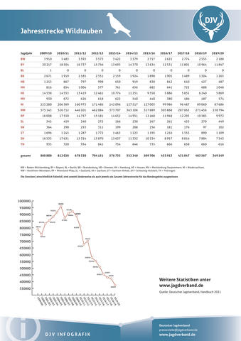 Wildtaube: Jagdstatistik 2009-2020