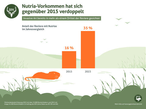 Vergleich Nutria-Vorkommen 2015 und 2023