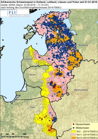 Karte zur Afrikanischen Schweinepest