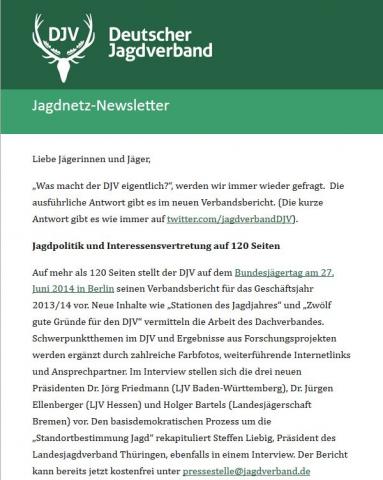 DJV-Newsletter über Verbandsbericht 2013