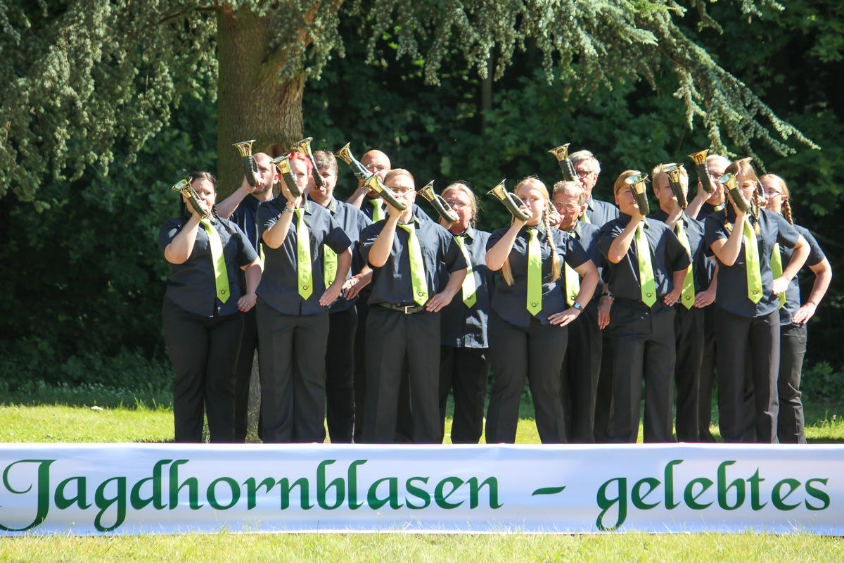 Drittplaziert in der Klasse A: Kreisjagdverein Gelnhausen aus Hessen beim Bundeswettbewerb Jagdhornblasen 2017 (Quelle: DJV)